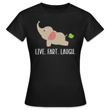 Live Fart Laugh Elephant Lover Wildlife Zookeeper - T-shirt Femme - noir - Devant - AI Model Female 172 dark (172cm)