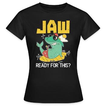 Mâchoire prête pour cet amoureux des requins Biologiste marin - T-shirt Femme - noir - Devant - AI Model Female 172 dark (172cm)