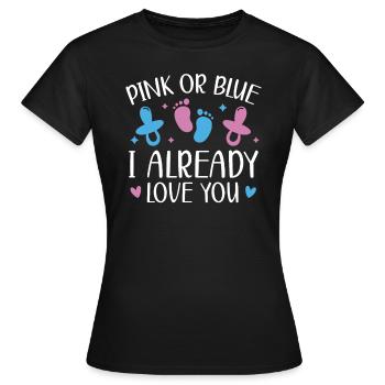 Rose ou bleu Je t’aime déjà Sexe Révéler - T-shirt Femme - noir - Devant - AI Model Female 172 dark (172cm)