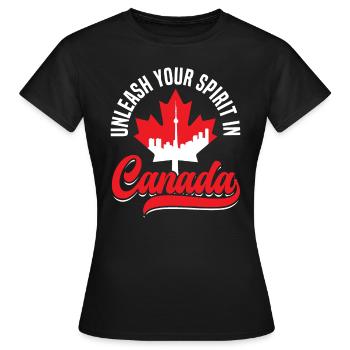 Bonne fête du Canada Drapeau canadien Feuille d’érable - T-shirt Femme - noir - Devant - AI Model Female 172 dark (172cm)