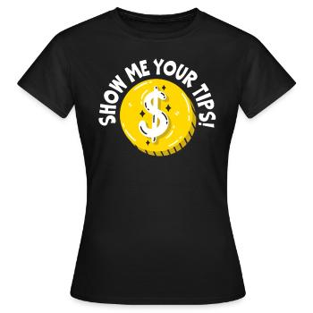 Montrez-moi vos conseils Serveur Serveuse Barman - T-shirt Femme - noir - Devant - AI Model Female 172 dark (172cm)