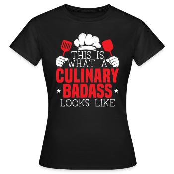 Culinaire Gangster Chef Pâtissier Cuisine Culinaire - T-shirt Femme - noir - Devant - AI Model Female 172 dark (172cm)