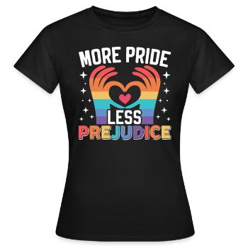 Plus de fierté Moins de préjugés Arc-en-ciel LGBTQ Gay Pride - T-shirt Femme - noir - Devant - AI Model Female 172 dark (172cm)