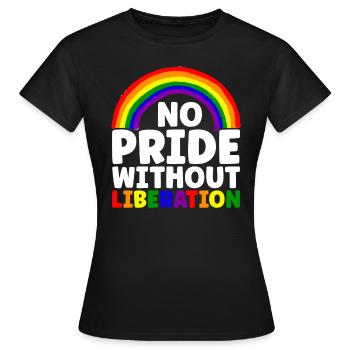 Kein Stolz ohne Befreiung Regenbogen LGBTQ Schwul - Frauen T-Shirt - Schwarz - Vorne - AI Model Female 172 dark (172cm)