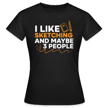 Esquisse Dessin Doodling Dessiner Dessinateur - T-shirt Femme - noir - Devant - AI Model Female 172 dark (172cm)