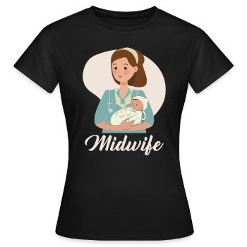 Midwifery Profession Newborn Childbirth Midwife - Women's T-Shirt - black - Front - AI Model Female 172 dark (172cm)