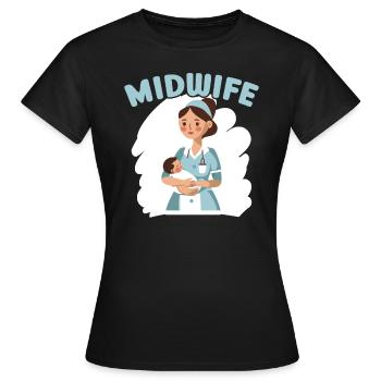 Midwifery Profession Newborn Childbirth Midwife - Women's T-Shirt - black - Front - AI Model Female 172 dark (172cm)