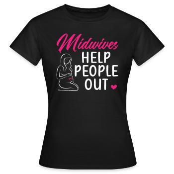 Midwifery Profession Newborn Childbirth Midwife - Women's T-Shirt - black - Front - AI Model Female 172 dark (172cm)