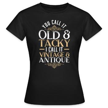Antiquing Antique Lover Antique Hunting Antiquer - T-shirt Femme - noir - Devant - AI Model Female 172 dark (172cm)