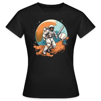 Baseball Astronaut Baseball Player Outerspace - Women's T-Shirt - black - Front - AI Model Female 172 dark (172cm)