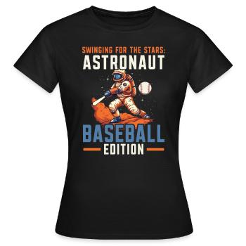 Baseball Astronaut Baseball Player Outerspace - Women's T-Shirt - black - Front - AI Model Female 172 dark (172cm)