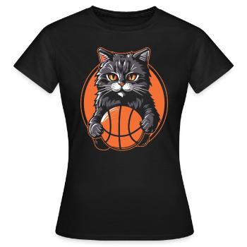 Basketball Cat Basketteur Joueur de basket-ball J’aime le basket-ball - T-shirt Femme - noir - Devant - AI Model Female 172 dark (172cm)