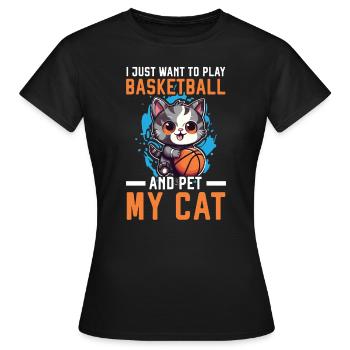 Basketball Cat Basketteur Joueur de basket-ball J’aime le basket-ball - T-shirt Femme - noir - Devant - AI Model Female 172 dark (172cm)