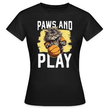 Basketball Cat Basketteur Joueur de basket-ball J’aime le basket-ball - T-shirt Femme - noir - Devant - AI Model Female 172 dark (172cm)