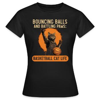 Basketball Cat Basketteur Joueur de basket-ball J’aime le basket-ball - T-shirt Femme - noir - Devant - AI Model Female 172 dark (172cm)