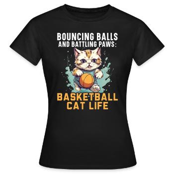 Basketball Cat Basketteur Joueur de basket-ball J’aime le basket-ball - T-shirt Femme - noir - Devant - AI Model Female 172 dark (172cm)