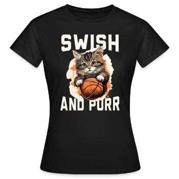 Basketball Cat Basketteur Joueur de basket-ball J’aime le basket-ball - T-shirt Femme - noir - Devant - AI Model Female 172 dark (172cm)