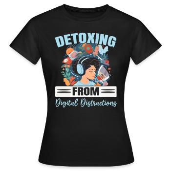 Digital Detox Mobile Phone Fasting Go Offline - T-shirt Femme - noir - Devant - AI Model Female 172 dark (172cm)