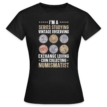 Collection de pièces numismate de collection de pièces - T-shirt Femme - noir - Devant - AI Model Female 172 dark (172cm)