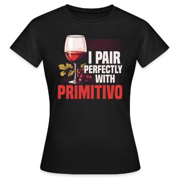 Primitivo Weinliebhaber Weinrebe Glas Alkohol Trinken - Frauen T-Shirt - Schwarz - Vorne - AI Model Female 172 dark (172cm)