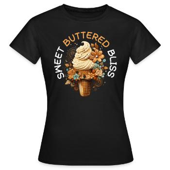 Butterscotch Süßes Karamell Lebensmittel Feinschmecker Butter - Frauen T-Shirt - Schwarz - Vorne - AI Model Female 172 dark (172cm)
