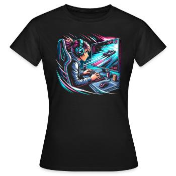 Speedrunning Joueur de jeux vidéo Gamer Gaming - T-shirt Femme - noir - Devant - AI Model Female 172 dark (172cm)