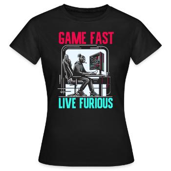 Speedrunning Joueur de jeux vidéo Gamer Gaming - T-shirt Femme - noir - Devant - AI Model Female 172 dark (172cm)
