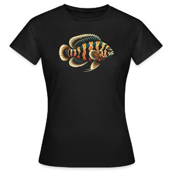 Oscar Fish Lover Aquarium d’aquariophilie d’eau douce - T-shirt Femme - noir - Devant - AI Model Female 172 dark (172cm)