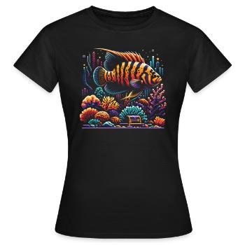 Oscar Fish Lover Aquarium d’aquariophilie d’eau douce - T-shirt Femme - noir - Devant - AI Model Female 172 dark (172cm)