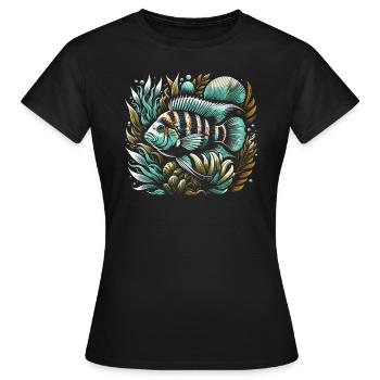 Cichlid Fish Lover Aquarium d’aquariophilie d’eau douce - T-shirt Femme - noir - Devant - AI Model Female 172 dark (172cm)