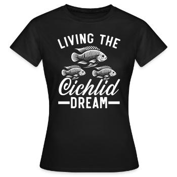 Cichlidés Fish Lover Aquarium d’aquaculture d’eau douce - T-shirt Femme - noir - Devant - AI Model Female 172 dark (172cm)