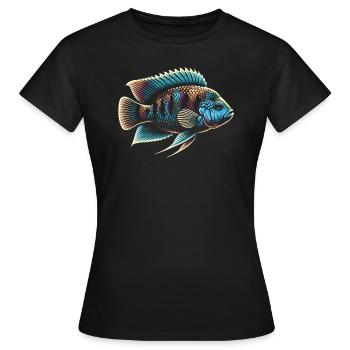 Cichlid Fish Lover Aquarium d’aquariophilie d’eau douce - T-shirt Femme - noir - Devant - AI Model Female 172 dark (172cm)