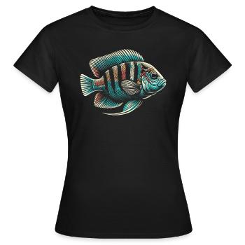 Cichlidés Fish Lover Aquarium d’aquaculture d’eau douce - T-shirt Femme - noir - Devant - AI Model Female 172 dark (172cm)