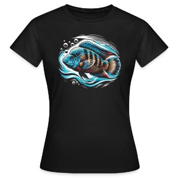 Cichlid Fish Lover Aquarium d’aquariophilie d’eau douce - T-shirt Femme - noir - Devant - AI Model Female 172 dark (172cm)