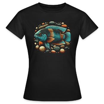 Cichlid Fish Lover Aquarium d’aquariophilie d’eau douce - T-shirt Femme - noir - Devant - AI Model Female 172 dark (172cm)