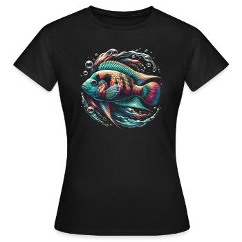 Cichlid Fish Lover Aquarium d’aquariophilie d’eau douce - T-shirt Femme - noir - Devant - AI Model Female 172 dark (172cm)