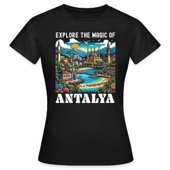 Antalya Turquie Voyage Vacances J’aime la Turquie - T-shirt Femme - noir - Devant - AI Model Female 172 dark (172cm)