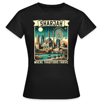 Sharjah Émirats arabes unis Voyage vacances Émirats arabes unis - T-shirt Femme - noir - Devant - AI Model Female 172 dark (172cm)