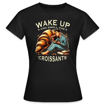 Croissant France Food Foodie Petit-déjeuner français - T-shirt Femme - noir - Devant - AI Model Female 172 dark (172cm)