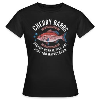 Cerise, Barbe, Poisson, Aquarium, Eau douce, Aquariophilie, - T-shirt Femme - noir - Devant - AI Model Female 172 dark (172cm)