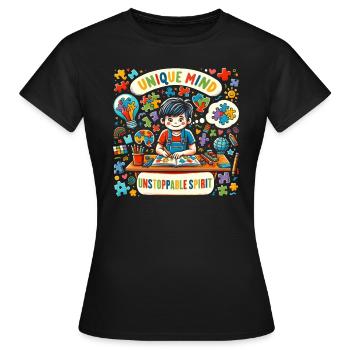 AuDHD Autisme ADHD Autistisk spektrum Neurodiversitet - Dame-T-shirt - sort - Foran - AI Model Female 172 dark (172cm)