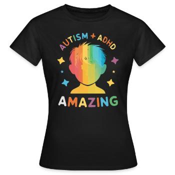 AuDHD Autismus ADHS Autistisches Spektrum Neurodiversität - Frauen T-Shirt - Schwarz - Vorne - AI Model Female 172 dark (172cm)
