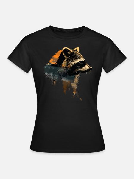 Süßer Waschbär Raccoon Natur Baby Waschbär Wald - Frauen T-Shirt - Schwarz