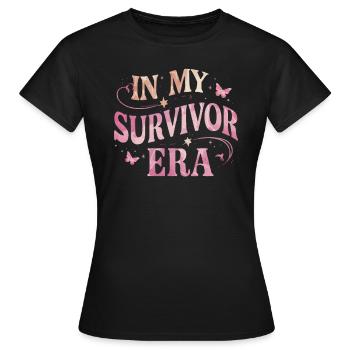 Ruban de sensibilisation au cancer du sein pour les survivantes du cancer - T-shirt Femme - noir - Devant - AI Model Female 172 dark (172cm)