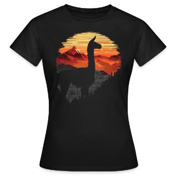 Alpaga Lama Andes Amérique du Sud - T-shirt Femme - noir - Devant - AI Model Female 172 dark (172cm)