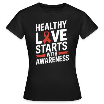 Sensibilisation aux IST Infections transmissibles sexuellement - T-shirt Femme - noir - Devant - AI Model Female 172 dark (172cm)