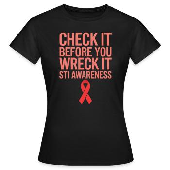 Sensibilisation aux IST Infections transmissibles sexuellement - T-shirt Femme - noir - Devant - AI Model Female 172 dark (172cm)