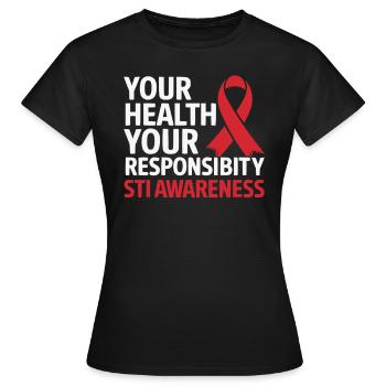 Sensibilisation aux IST Infections transmissibles sexuellement - T-shirt Femme - noir - Devant - AI Model Female 172 dark (172cm)