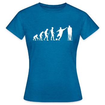 Evolution Fußball gebrochen Verletzung Geschenk - Frauen T-Shirt - Antikblaues Saphir meliert - Vorne - AI Model Female 172 dark (172cm)