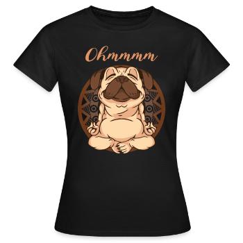 Yoga Mops "Ohmmmm" Mandala Meditation Entspannung - Frauen T-Shirt - Schwarz - Vorne - AI Model Female 172 dark (172cm)